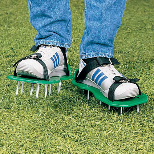 Lawn Aerator Sandals Green Wearing